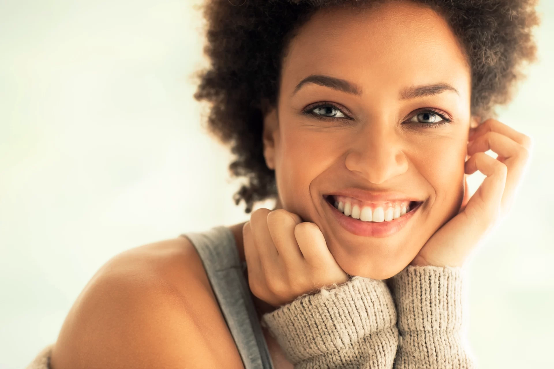 close-up of young woman smiling